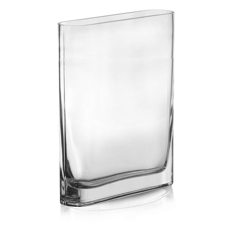CYS EXCEL Glass Book Vase (H:10" Open:7"x2") Round Edge Oval Flower Vase Rectangular Wedding Centerpiece - Image 1